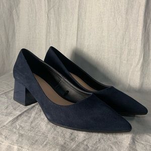 ZARA Suede Dark Navy Block Heel 💙🦋 with Premium Sole Protector ✨